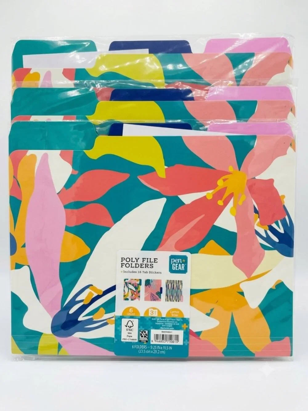Pen Gear Poly File Folders Bright Floral Lot Of 3 Packs Letter Size 18 Folders